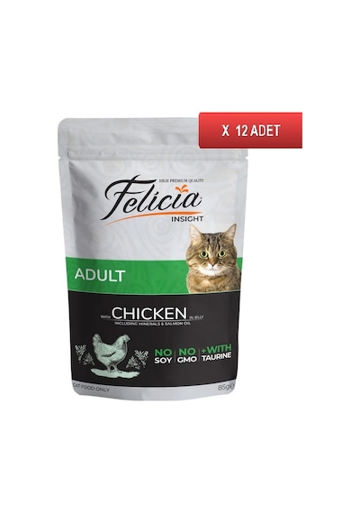 Felicia Tavuklu Tahılsız Pouch Konserve Yetişkin Kedi Maması 12 x 85 G