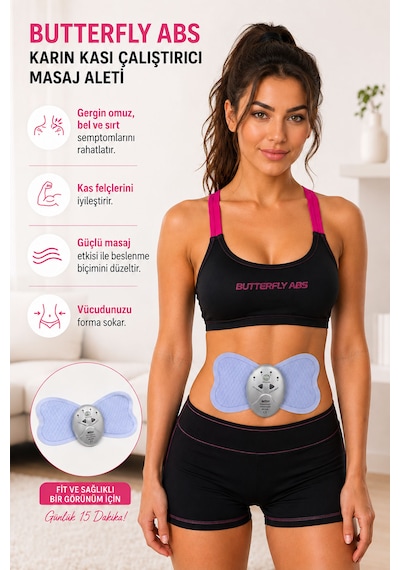Butterfly Abs Elektro Kas Karın Kası Çalıştırıcı Masaj Aleti Mavi