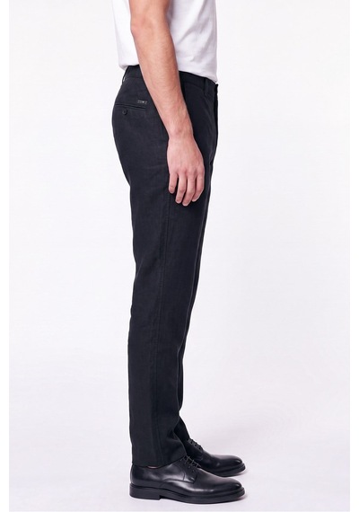 Comfort Fit Beli Lastikli %100 Keten Siyah Pantolon P 1215