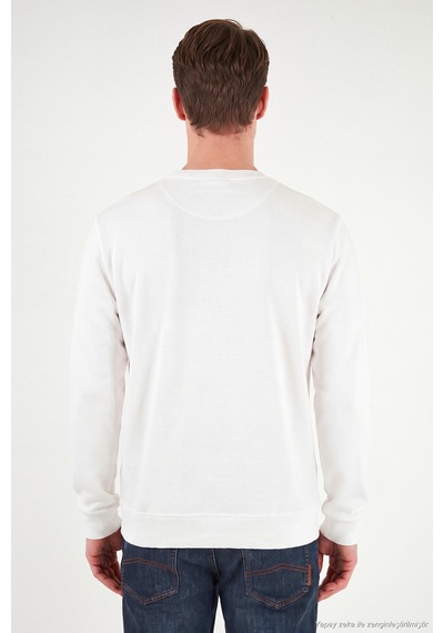 Buratti Pamuklu Relaxed Fit Bisiklet Yaka Sweat Erkek Sweat 5901257 Ekru