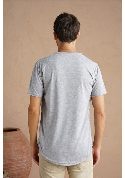 Tarz Cool Pis Yaka T-shirt Gri