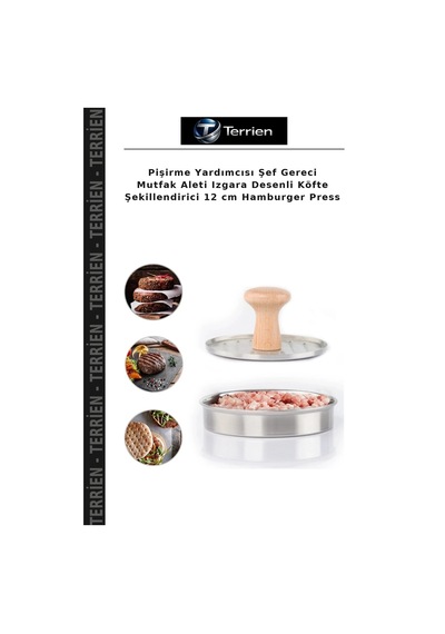 Pişirme Yardımcısı Şef Gereci Mutfak Aleti Izgara Desenli Köfte Şekillendirici 12 Cm Hamburger Press Belirtilmemiş