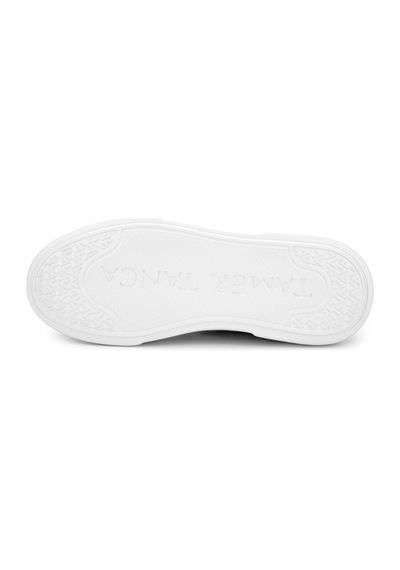 Tamer Tanca Erkek Hakiki Deri Beyaz Sneakers & Spor Ayakkabı 04 268 Erk Ayk Y25 Beyaz Dr/orgu Beyaz