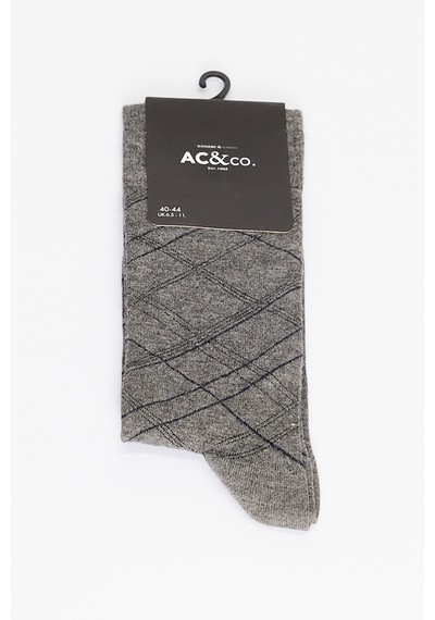 AC&Co / Altınyıldız Classics Erkek Grı-sıyah Tekli Desenli Bambu Çorap Grı-sıyah