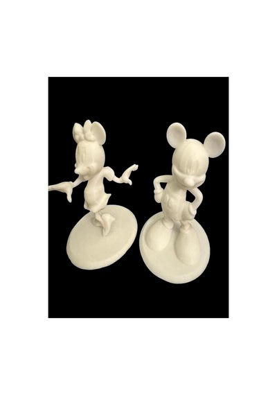 3d Minnie Ve Mickey 2 Li Figür Boyama Seti - Kendin Boya Hobi Ve Etkinlik Seti - Akrilik Boya + 4 Fırça