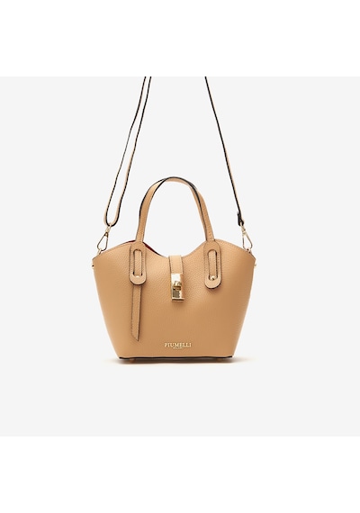 D81 Warm Beige Omuz Çantası Kadın Solen Mini Bag Piumelli Milano Bej