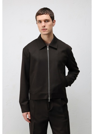 Antioch Relaxed Fit Fermuarlı Erkek Mont Kahverengi