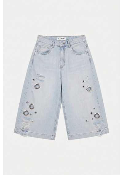 it's basic Kadın Kot Renk 12s6-100 Maxi Boy Tasarım Bermuda Şort