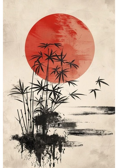 Minimalist Japon Tarzı Bambu Siluet Duvar Sanatı, Kanvas Üzerine Baskı, Modern Zen Dekoratif Tablo, İç Mekan Dekor