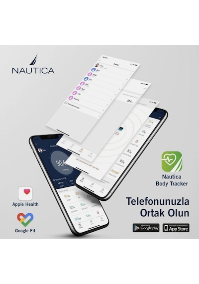 Nautica Bluetooth Vücut Analizli Yağ Kas Su Ölçer Hassas Akıllı Tartı Baskül Navy Mavi