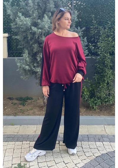Mia Butik Büyük Beden Bordo Mehita Eşortman Takım Bordo