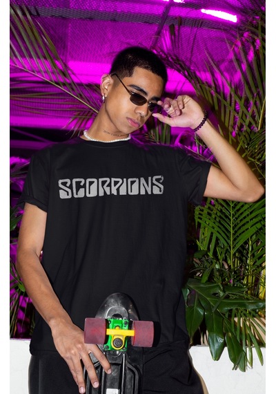 Scorpions Rock Metal Müzik Grubu Sırt Baskılı Unisex Oversize Tiş Siyah