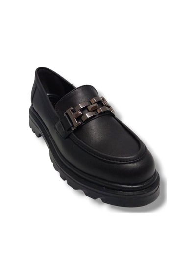 Fancy 801-25 Deri Loafer Tokalı Kadın Ayakkabı Siyah