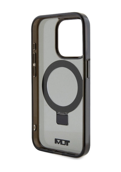 Apple Uyumlu iPhone 15 Pro Kılıf Tumı Lisanslı Magsafe Özellikli Pc Tpu Metal Logolu Ring Standlı