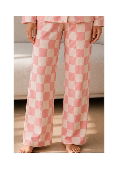 Fit Women Kadın Desenli Basic Kış Pembe Pijama Takımı