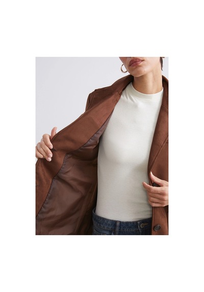 LC Waikiki Peak Yeni Sezon Süet Görünümlü Kadın Blazer Ceket Brown