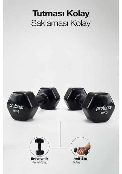 Proforce Vdb Dışı Vinil Kaplı Içi Çelik Döküm Ağırlık Dambıl 10 KG