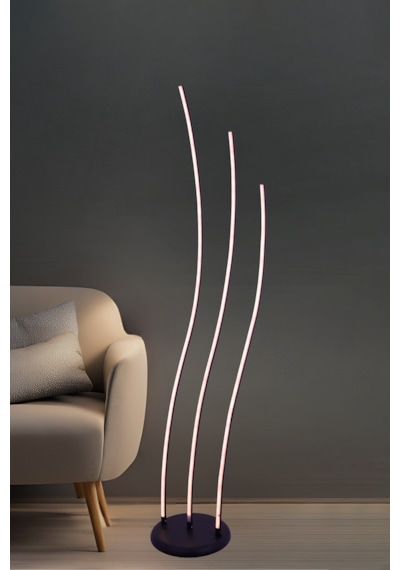 Modern 3 Lü Çubuk Led Lambader Siyah 3 Renk Şık Yerden Aydınlatma Dekoratif Tasarım 1