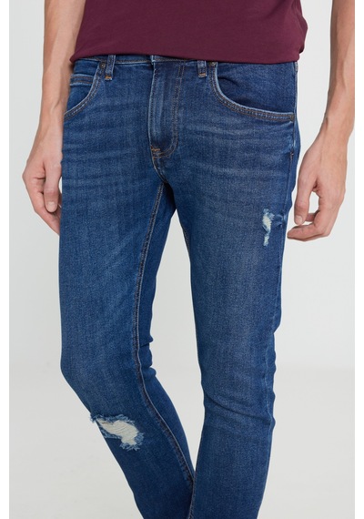 Lee Slim Fit Dar Kesim Normal Bel Dar Paça Luke Mavi Jean Kot Pantolon