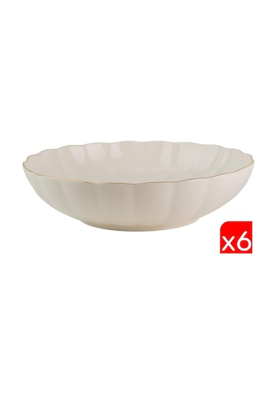 Kütahya Porselen Bone Luz Altın File Çorba Kasesi 15cm 6 Lı Çok Renkli