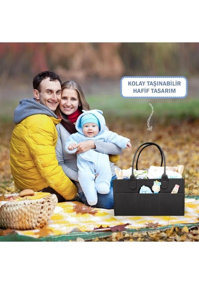 Katlanabilir Taşınabilir Keçe Organizer Çanta Siyah Renk Siyah