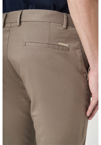 İmza Vizon Yan Cep Slim Fit Casual Pamuklu Chino Pantolon 1003260178 Koyu Vizon