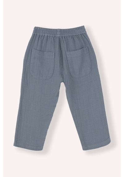 Panço Erkek Çocuk Beli Lastikli Müslin Pantolon İndigo