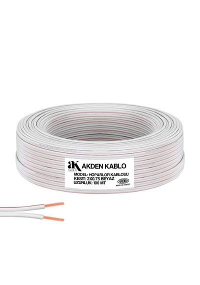 Akden Elektrik Ve Hoparlör Kablosu Kordon 2x0.75 100mt - Beyaz