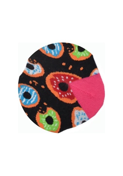 Flora Donut Desenli Çorap Erkek Uzun Çorap Clb Siyah