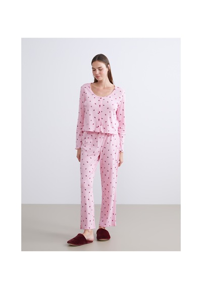 Lcw Dream Pembe Petite U Yaka Çiçekli Kadın Pijama Takımı