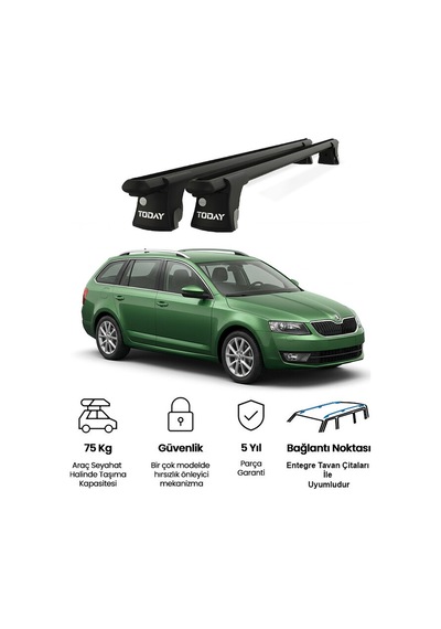 Trio-ı Skoda Octavia Kombi 2005-2007 Uyumlu Siyah Kilitli Ara Atkı 120cm Port Bagaj Tavan Barı