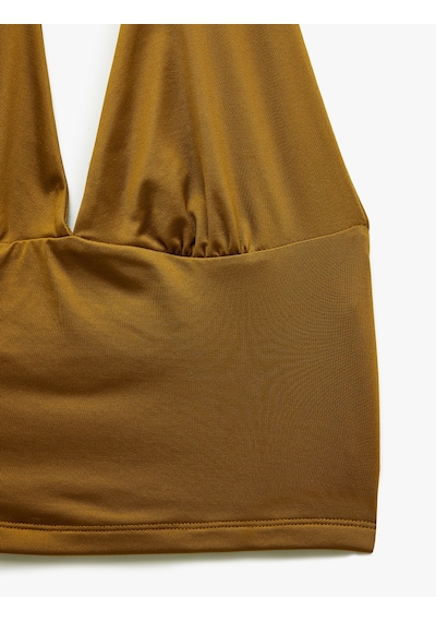 Koton Slim Fit Sırt Dekolteli Crop Halter Yaka Büstiyer Hardal 5sak10695ek HARDAL Koton Slim Fit Sırt Dekolteli Crop Halter Yaka Büstiyer Hardal 5sak10695ek HARDAL