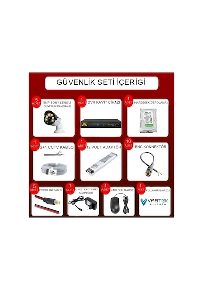 5 Kameralı Set 320 Gb Hdd Full Hd Gece Görüşlü Güvenlik Kamerası Sistemi-sabit İp Gerektirmez-