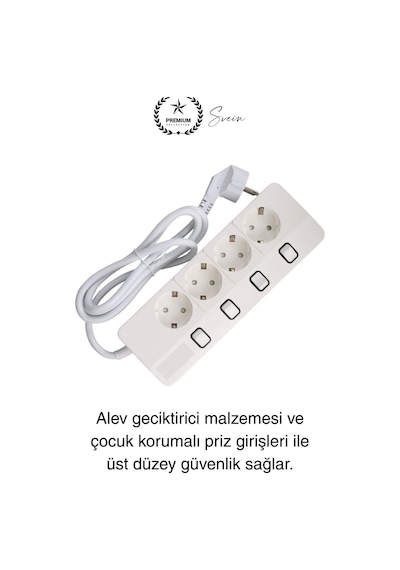 Özel Üretim 4'lü Ayrı Anahtarlı 2 Metre Akım Korumalı Grup Priz 1400 Joule 4000w Çoklu Uzatma Kablo Diğer