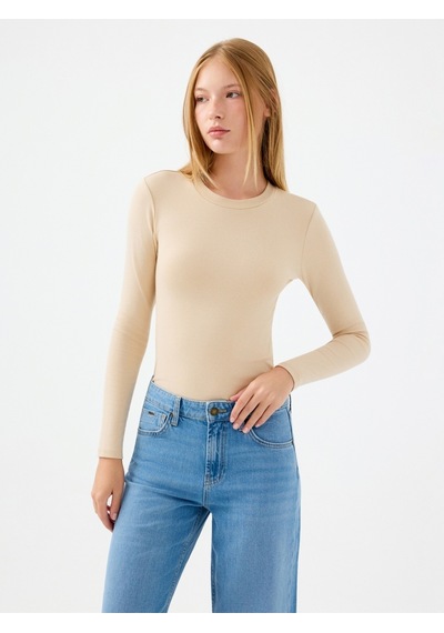 Slim Fit Kadın Bluz U.kol Bej