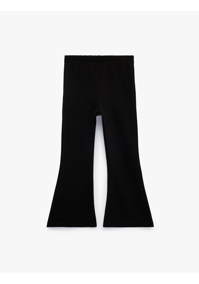 Koton Yırtmaç Detaylı Slim Fit İspanyol Paça Tayt Siyah 7wkg40173ak