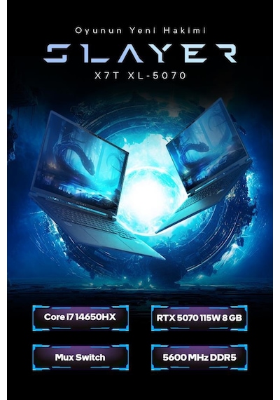 Game Garaj Slayer X7T Xl-5070 C3 i7-14650HX 32 GB 2 TB SSD RTX5070 18"  Dos Dizüstü Bilgisayar
