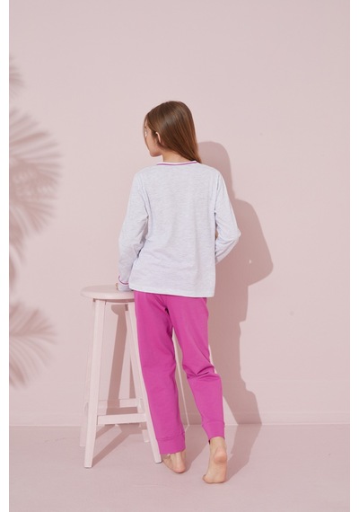 Siyah İnci Pamuklu Örme Pijama Takım 24241087 Gri