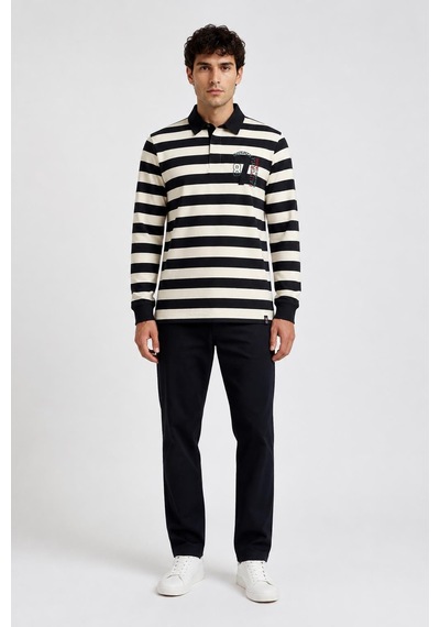 Alexandergardi Çizgili Polo Yaka Sweatshirt Siyah