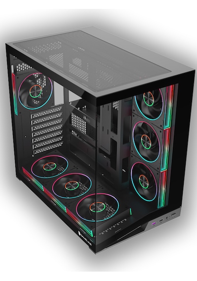 Gameline Leon V2 Grand Premium 7x ARGB PWM Fan Ultra Airflow ATX Gaming Bilgisayar Kasası Siyah