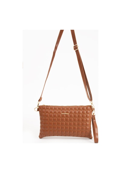 Sanmorris Kadın Suni Deri Taba Renkli Ayarlanabilir Çapraz Ve El Askılı Portföy, Clutch Çanta Taba