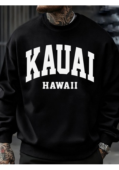 Startmore Tarzsokak Kauai Hawaii Mektup Baskılar Erkek Kazak Moda Hip Hop Kazak Polar Büyük Boy Giysiler Sonbahar Siyah