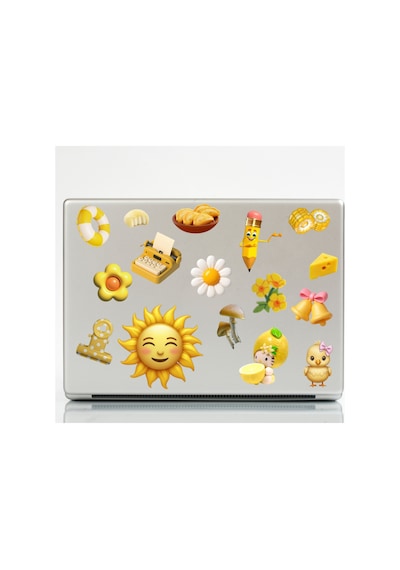 31 Adet Uzay, Yaz Ve Deniz Temalı Sticker Seti - Etiket Seti Sketchbook Sarı