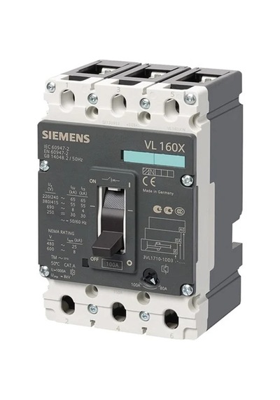Siemens 3vl1706-1dd33-0aa0 Kompakt Tip Termik Manyetik Güç Şalteri Vl160x 55ka 50-63a