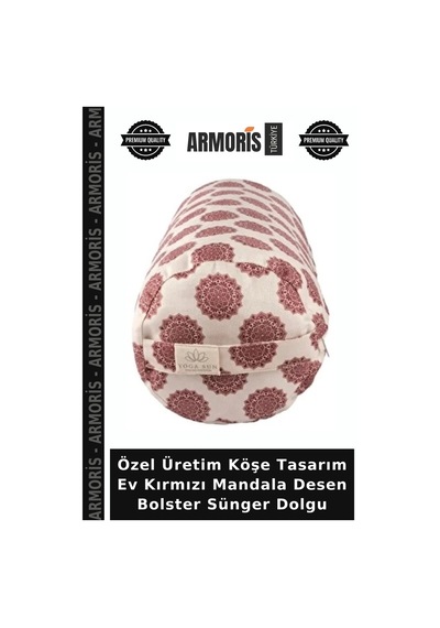 Özel Üretim Köşe Tasarım Ev Kırmızı Mandala Desen Bolster Sünger Dolgu