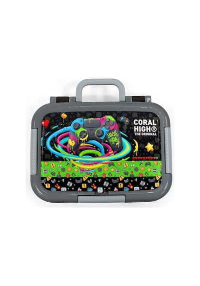 Coral High Kids Siyah Gamer Desenli Paslanmaz Çelik Beslenme Kabı 39158 Siyah