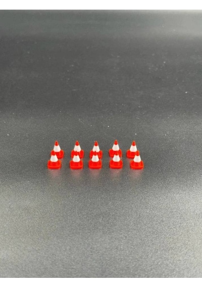 1:64 Ölçekli Diaroma Trafik Aksesuarı Dubalar - Turuncu & Beyaz 10 Adet