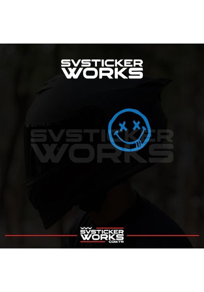 Smile Yazılı Kask Sticker Tüm Kasklar Uyumlu Tek Yön 1 Adet Mavi