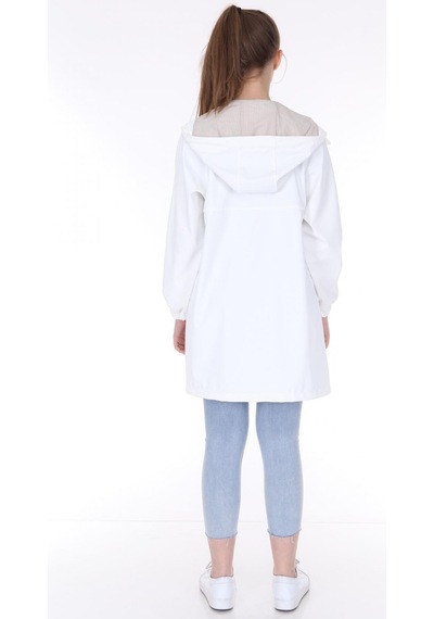 Pua Fashion Beyaz Kapşonlu Yağmurluk 001