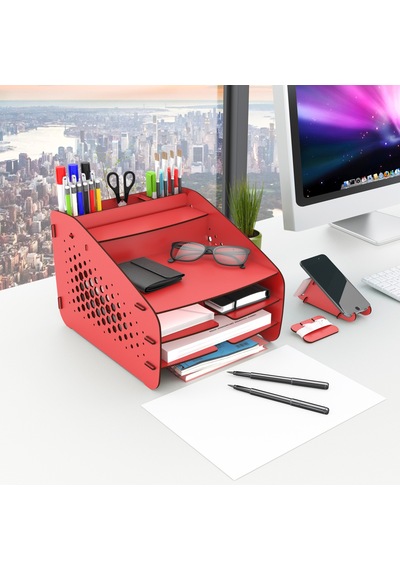 Design Otto Fx Medium Hexa - 6 Renk Evrak Rafı Masaüstü Organizer Ceviz